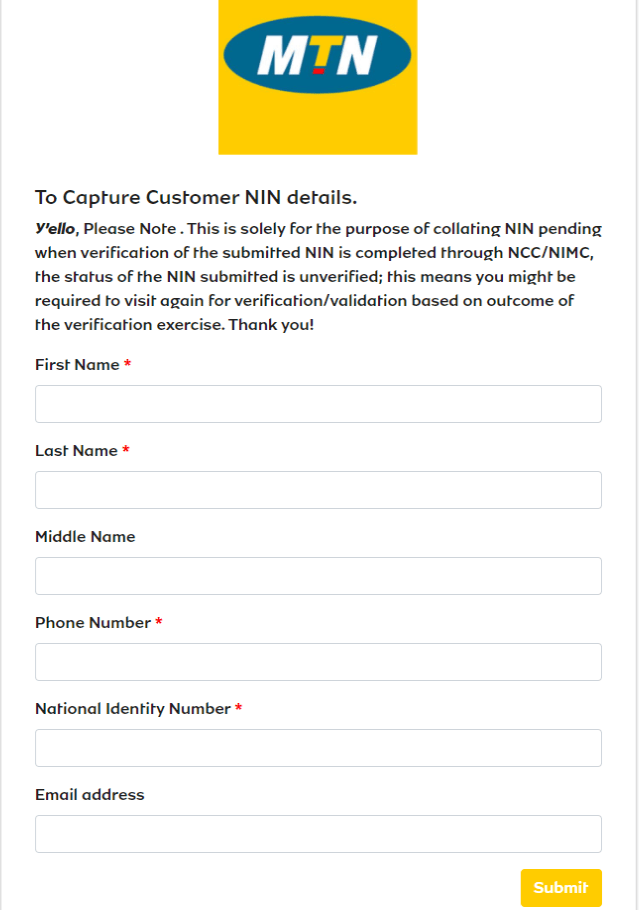 How to Link Your NIN with Your Phone Number (For MTN, Glo, Airtel & 9Mobile) 1 CUSTOMER NIN CAPTURE